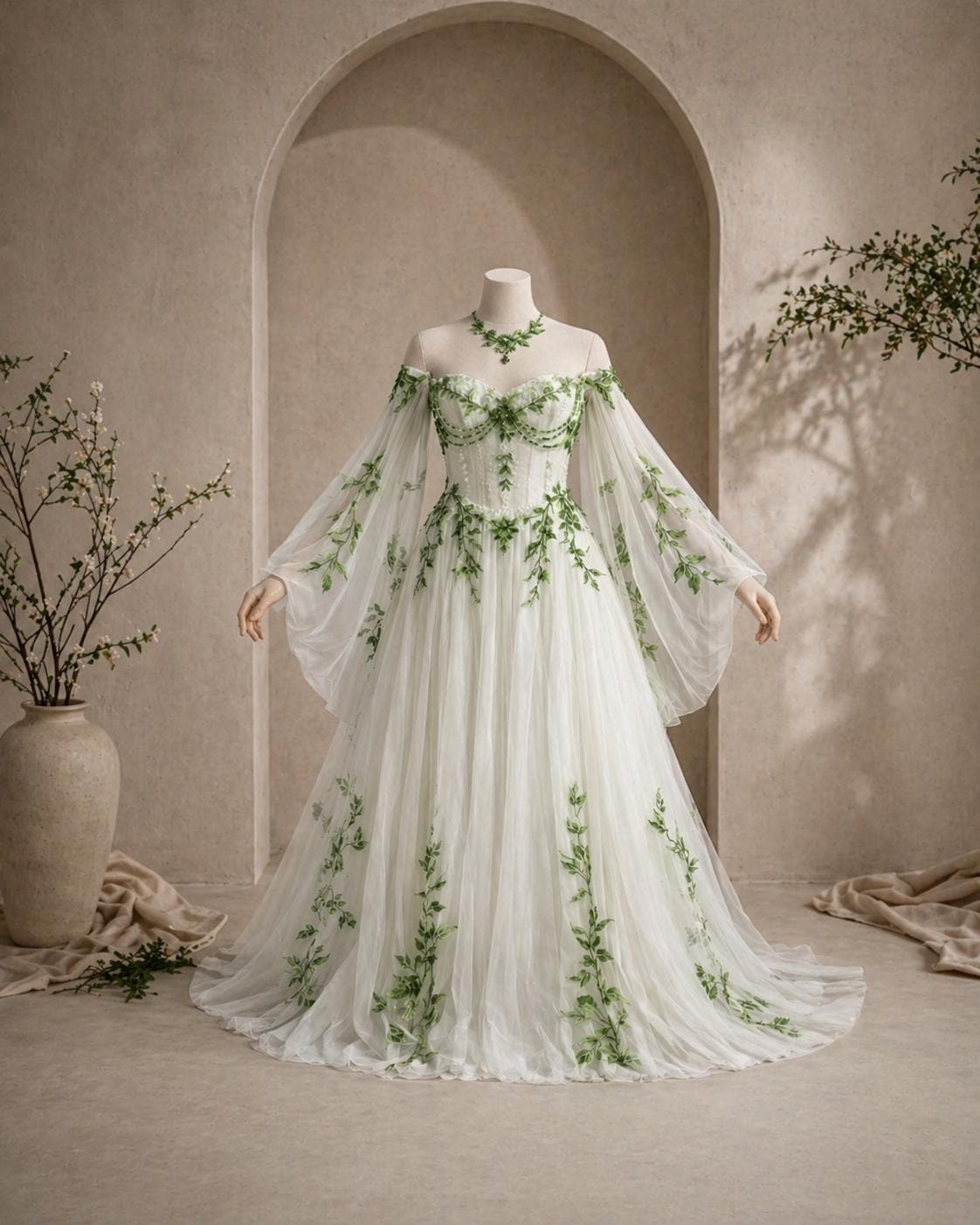 Wedding Dress Green Leaves - Etsy