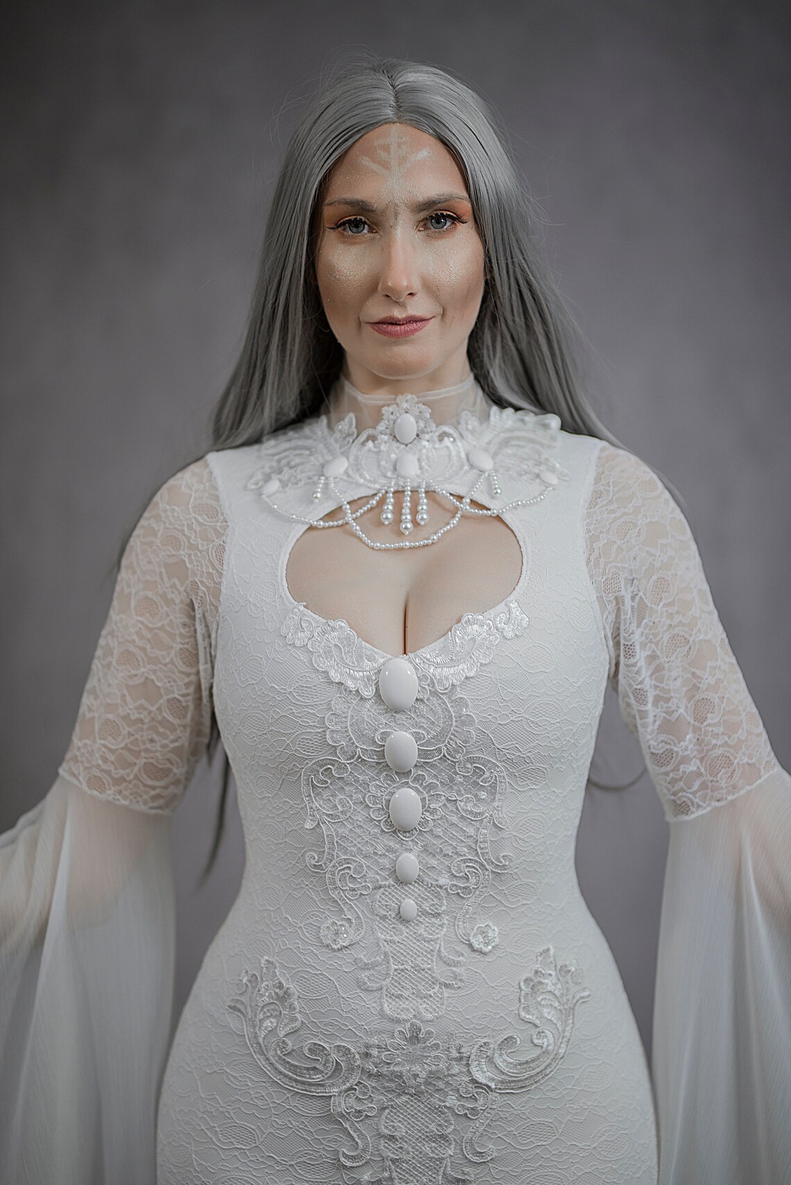 Ecru Elven Wedding Dress Fantasy Medieval Baroque Boho Gothic Etsy