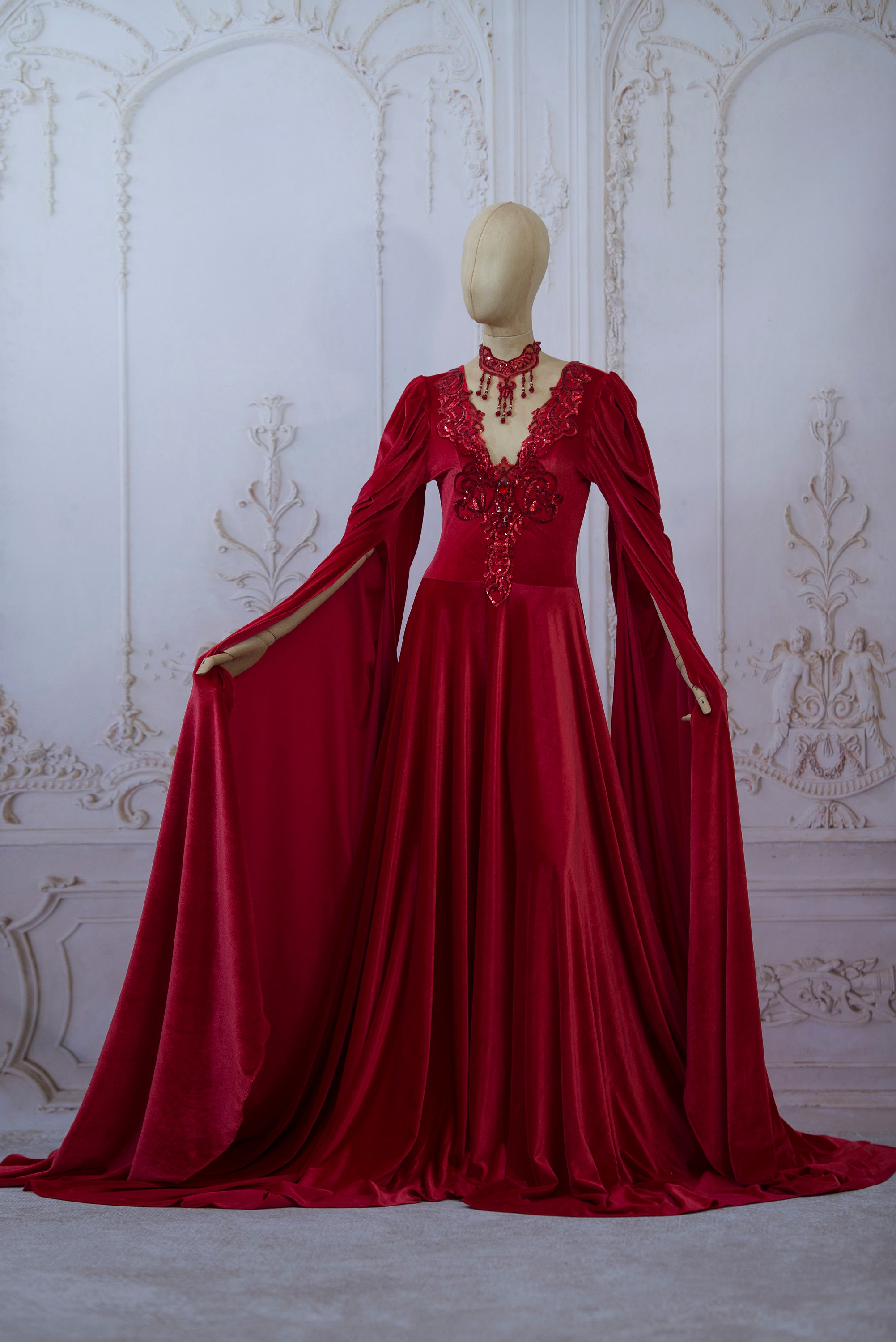 green emerald velvet dress Amazon.com: Ball Gown for Women Satin Dress Red Prom Dresses Long Off  Shoulder V-Neck A-Line : Clothing, Shoes & Jewelry