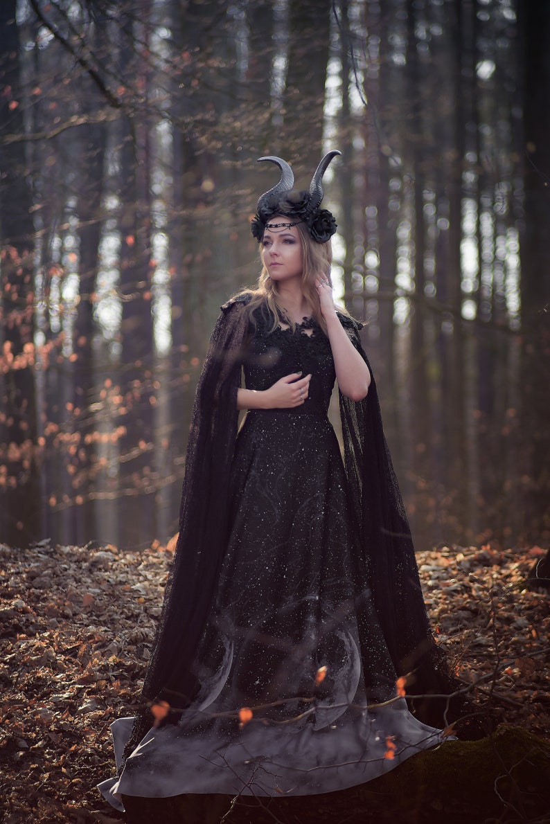 Ombre moon dress gothic forest witchy image 7