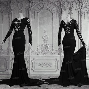 slashed dress addams black gothic image 3