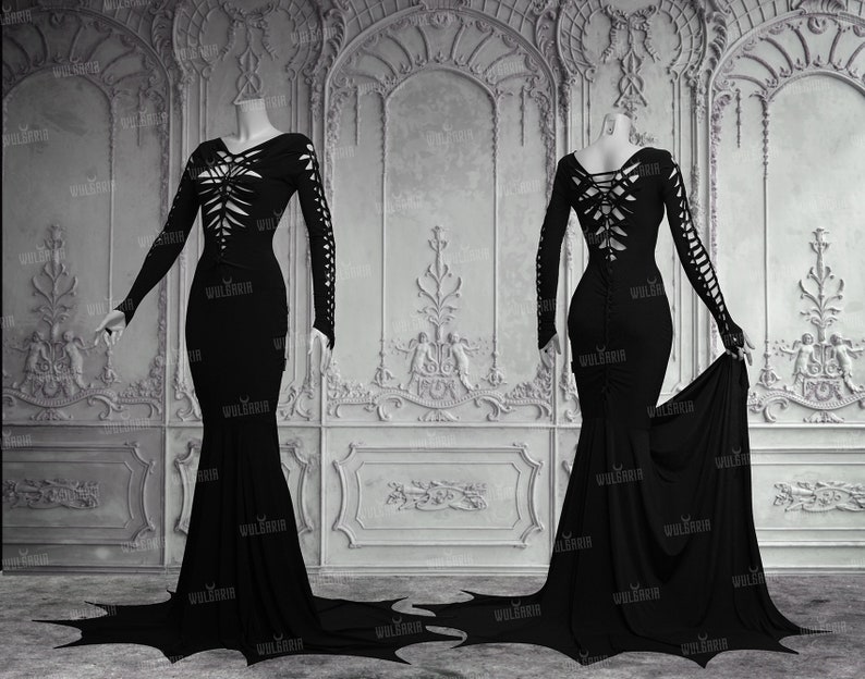 slashed dress addams black gothic image 3