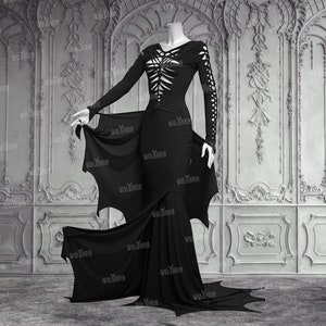 slashed dress addams black gothic image 2