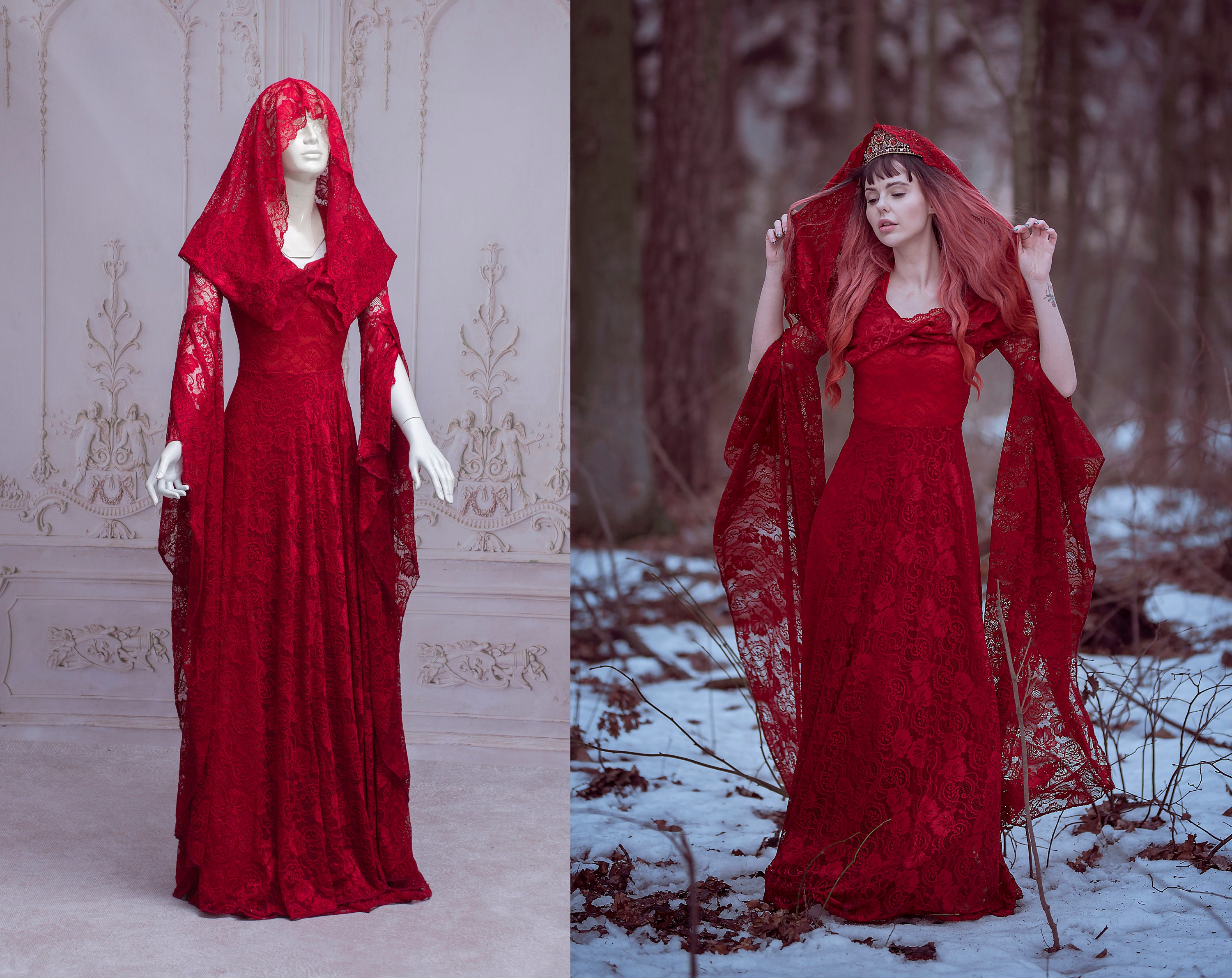 Hooded red dress deals