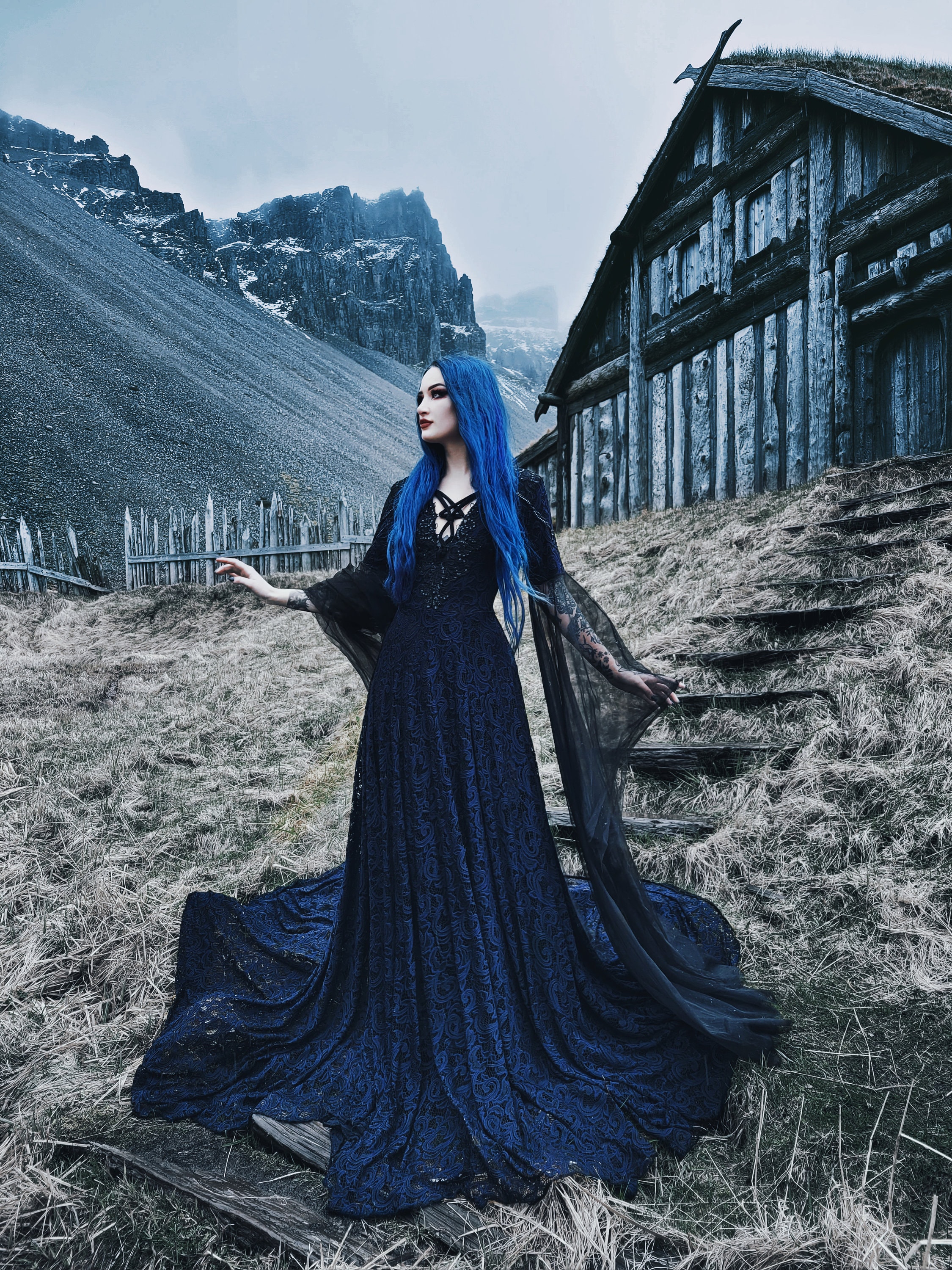 gothic blue dress Navy Blue Victorian Gothic Dress, Victorian Bustle Dress, Victorian co –  TwirlingDresses main image 1