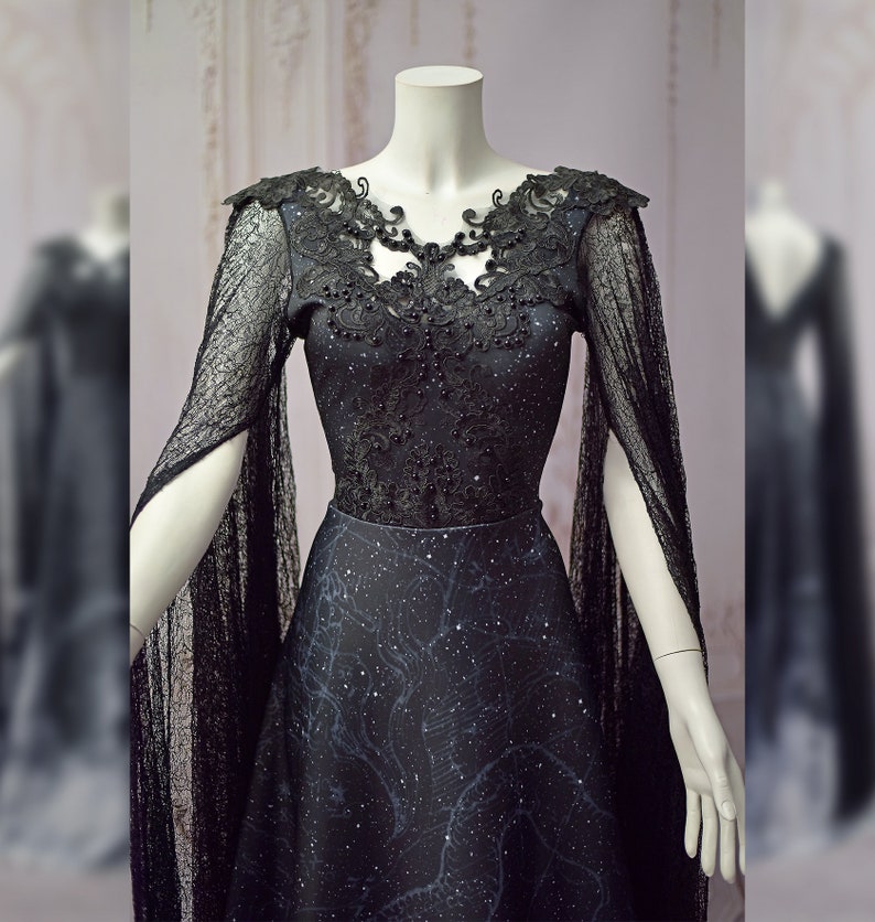Ombre moon dress gothic forest witchy image 3
