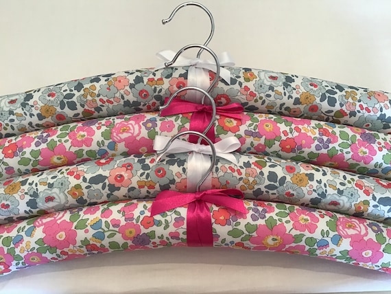 Set of Two Liberty Fabric Padded Clothes Hangers B 