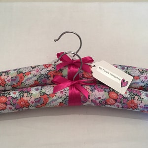 Set of Two Liberty Fabric Padded Clothes Hangers B Deep Pink 