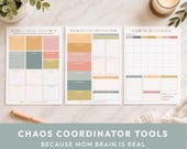 Family Planner Printable Bundle | Monthly Calendar, Weekly Meal Planner & Chaos Coordinator | Mom Command Center | Printable Organization