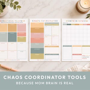 Family Planner Printable Bundle | Monthly Calendar, Weekly Meal Planner & Chaos Coordinator | Mom Command Center | Printable Organization
