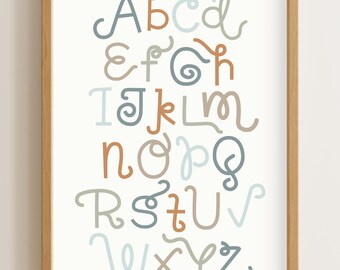 Whimsical ABC Print | Neutral Boho Nursery Decor (Digital Download)