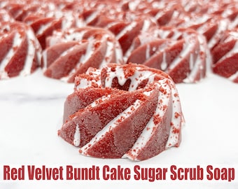 Valentine’s Day Unique Handmade Bundt Cake Shaped Sugar Scrub Soap Bar Gift for Girlfriend Wife Daughter or Best Friend for Galentines Day