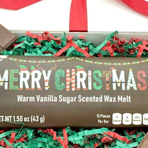 Christmas Chocolate Bar Wax Melt, Christmas Vanilla Candle, Holiday Stocking Stuffer Candle, Wax Melt Gift Set for Teacher, Nurse, Co-Worker