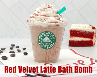 Valentines Latte Bath Bomb, Red Velvet Cake Iced Coffee Bath Bomb, Starbucks Frappe Inspired Realistic Bath Bomb, Galentines Iced Latte Gift