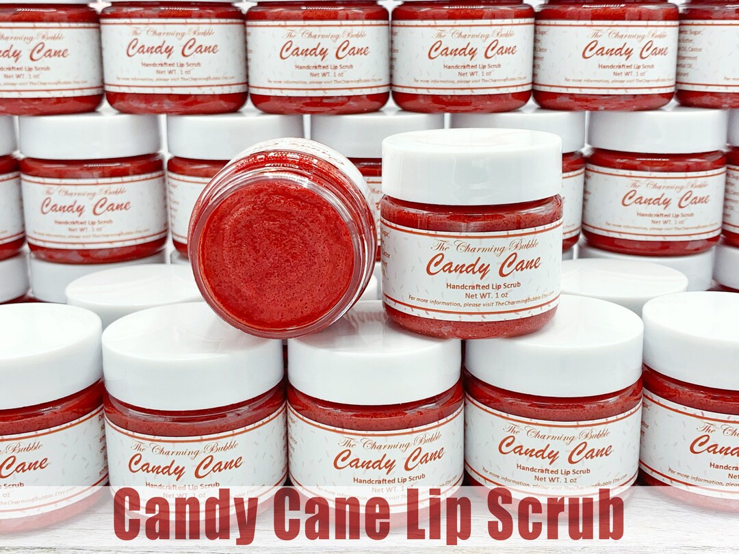 Candy Cane Lip Scrub, Peppermint Lip Scrub, Exfoliating Lip Butter