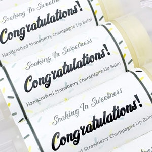 Congratulations Strawberry Champagne Lip Balm Chapstick Gift, Dessert Lip Balm Set, Natural Chapstick, Natural Beeswax Shea Butter Lip Balm