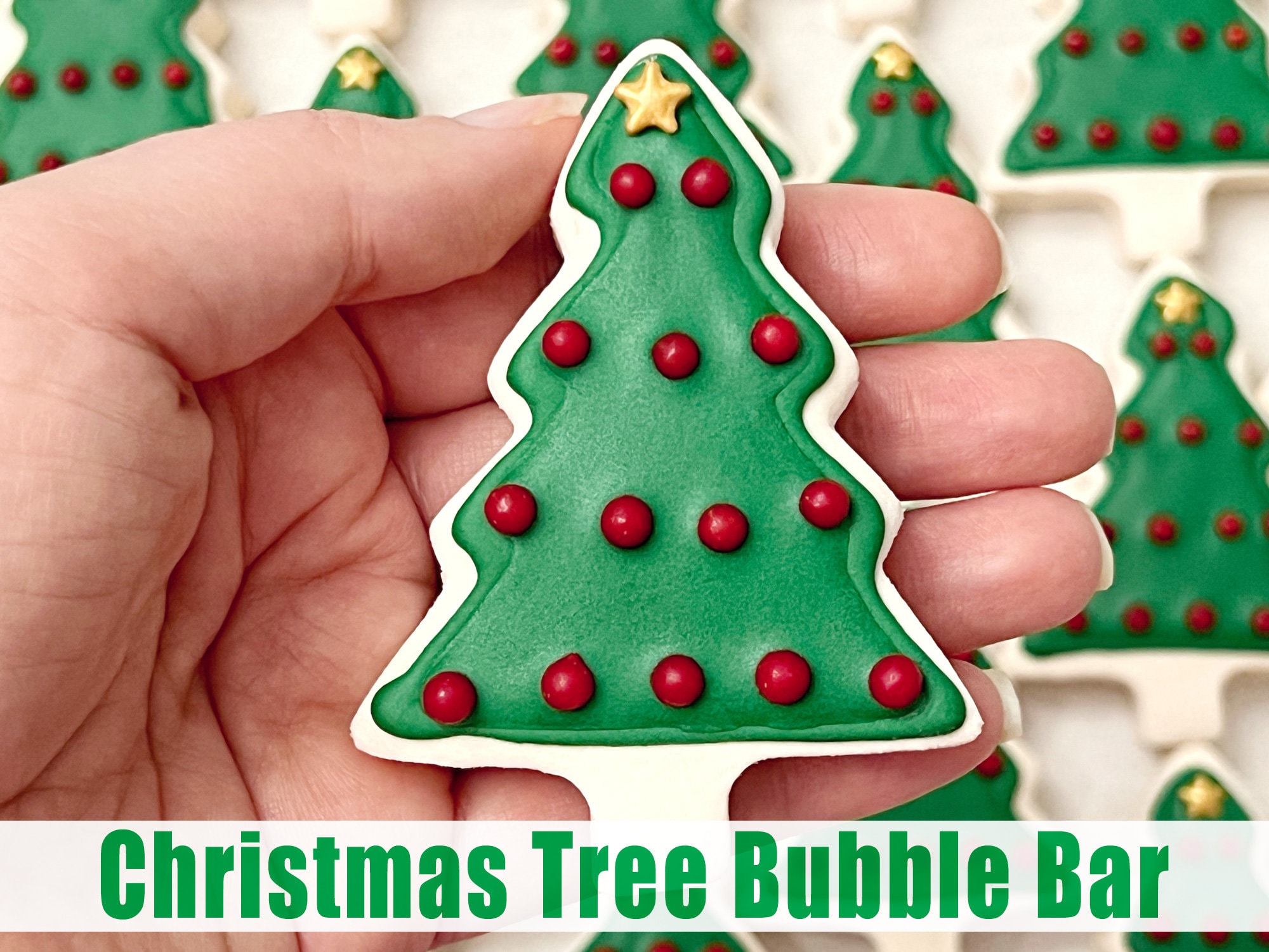 Christmas Tree Sugar Cookie Bubble Bar, Holiday Bath Cookie Mom, Solid Bubble Bath, Spa Gift Mom, Stocking Stuffer Gift Kid, Spa Cookie Bar