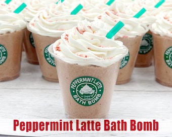 Christmas Peppermint Latte Bath Bomb, Coffee Bath Bomb, Starbucks Frappe Inspired Realistic Bath Bomb, Peppermint Iced Latte Coffee Gift