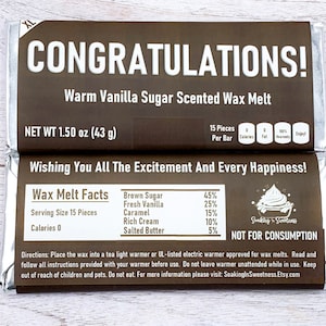 Congratulations Wax Melt Chocolate Bar Gift for Her High School College University Graduation, Wax Melt Snap Bar Gift for New Job Promotion