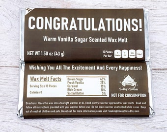 Congratulations Wax Melt Chocolate Bar Gift for Her High School College University Graduation, Wax Melt Snap Bar Gift for New Job Promotion