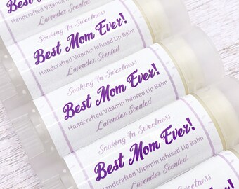 Best Mom Ever Lavender Lip Balm Gift, Lavender Chapstick, Dessert Lip Balm Set, Natural Chapstick, Natural Beeswax Shea Butter Lip Balm Gift