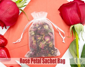 Rose Petal Sachet Bag for At Home Self Care Relaxation Spa Day, Hygge Facial Steam Relaxing Stress Relief Gift Idea for Women & Bath Lovers