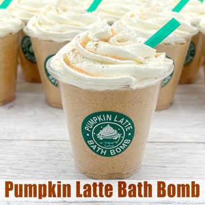 Pumpkin Spice Latte Bath Bomb, Coffee Bath Bomb, Starbucks Frappe Inspired Realistic Fall Bath Bomb, Pumpkin Spice Iced Latte Coffee Gift