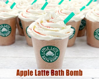 Apple Pie Spice Latte Bath Bomb, Coffee Bath Bomb, Starbucks Frappe Inspired Realistic Fall Bath Bomb, Apple Spice Iced Latte Coffee Gift