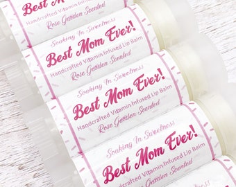Best Mom Ever Rose Lip Balm Gift, Rose Chapstick, Dessert Lip Balm Set, Natural Chapstick, Natural Beeswax Shea Butter Lip Balm Gift