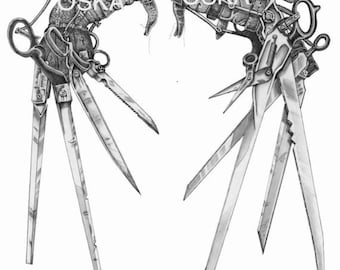 Scissorhands - 22x28" Art Print - Greyscale Edition - DOMESTIC SHIPPING INCLUDED