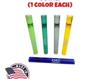 OG Chillum One Hitter – 5 Pack Assorted Colors, USA Made Glass (4 Inch)