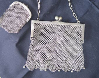 Antique Metal Link Purse with small two-sided coin purse