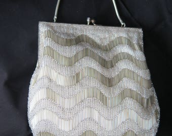 Vintage Evening Silver Beaded Purse