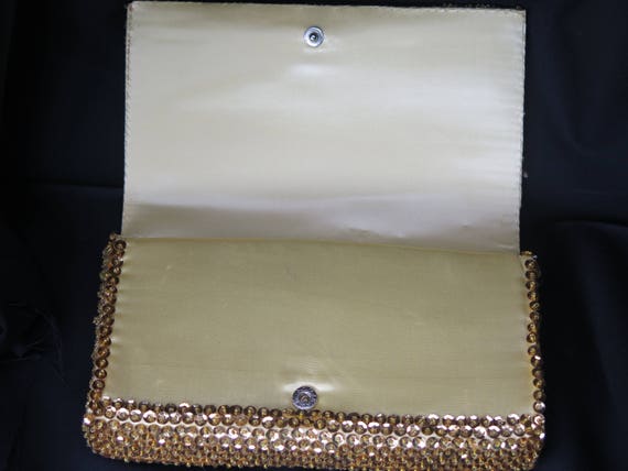 Vintage Gold beaded and sequined Clutch by Richer… - image 3