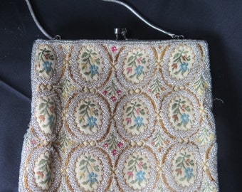 Vintage Walborg Beaded Evening Bag with fine Needle Petit Point