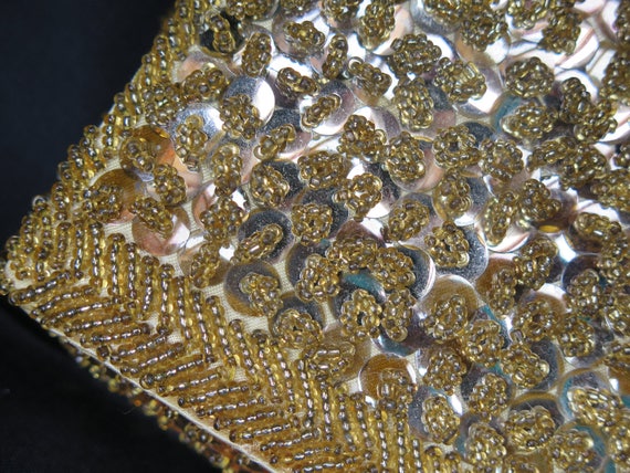 Vintage Gold beaded and sequined Clutch by Richer… - image 2