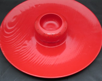 Vintage Redwood Chip and dip platter and cup