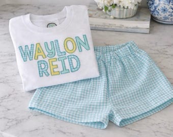 Personalized Boys Shirt and Shorts Set, Summer Outfit