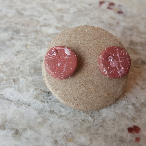 Handmade Wood Earring, Hypoallergenic, Non Toxic, Hand-Painted, Blush, Accessory, Jewelry