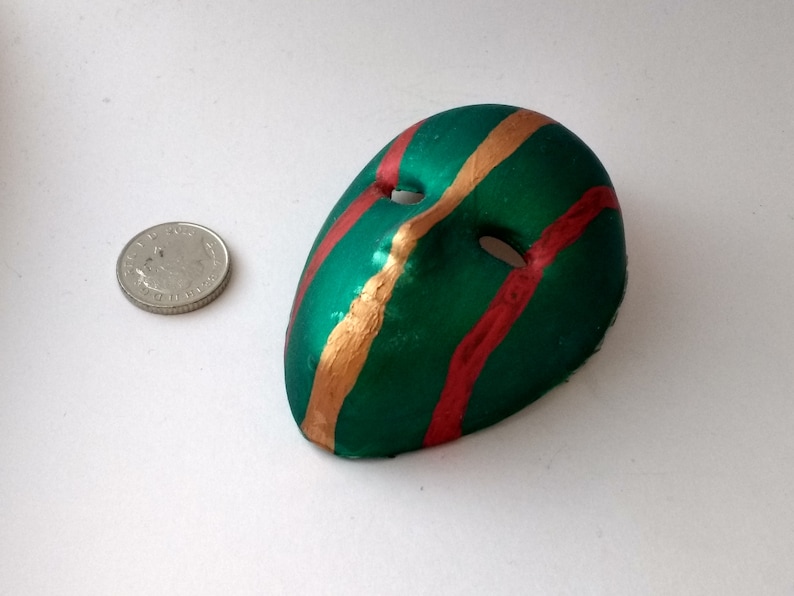 Bold festive striped handpainted miniature ceramic mask