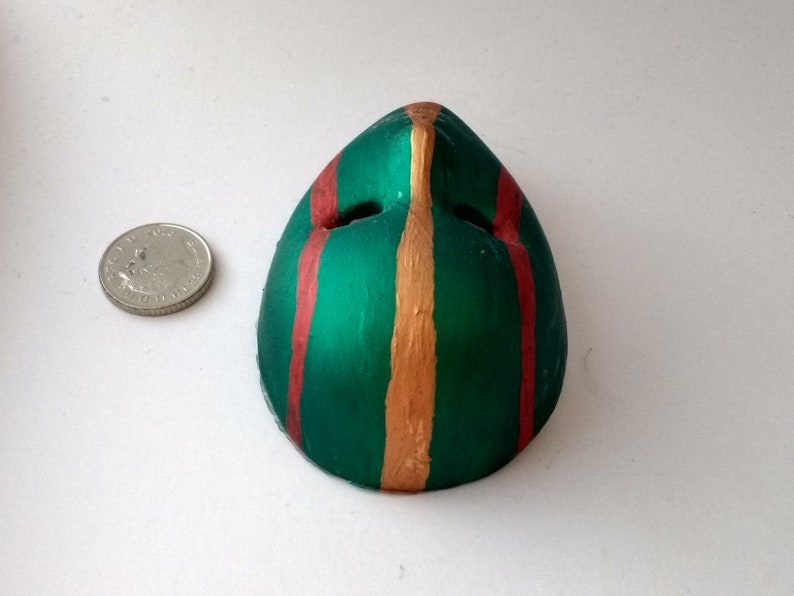 Bold festive striped handpainted miniature ceramic mask