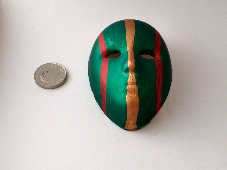Bold festive striped handpainted miniature ceramic mask