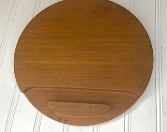 Vintage Dansk Designs Denmark IHQ Round Teak Charcuterie Serving Board