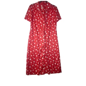 Three R&#39;s Vintage Pink White Polka Dot Blouson Midi Dress size 14.5