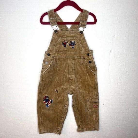 Sesame Street Vintage Tan Corduroy Overalls Football
