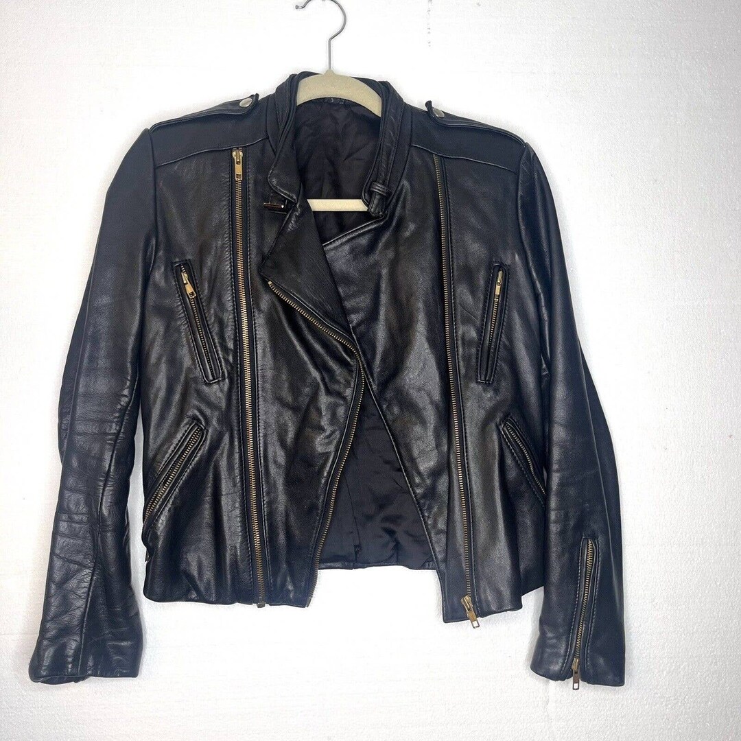 Gandalf the Wizard Detroit Vintage Black Leather Motorcycle Jacket Size ...