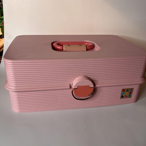 Caboodles Vintage Pink Makeup Jewelry Craft Case with Mirror #2425