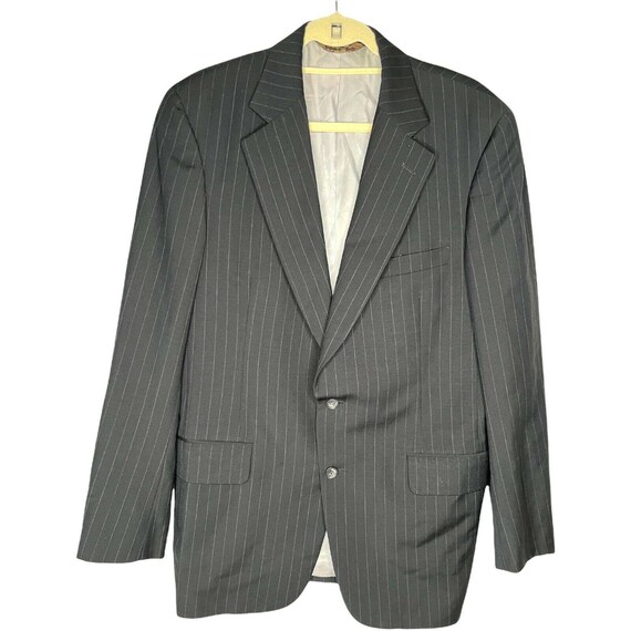 Paul Stuart, Paul Stuart Vintage Wool 2 Button Front Navy Striped Blazer Jacket size 42