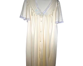 Vandemere Vintage Yellow Satin Lace Nightgown Peignoir Robe Set size medium