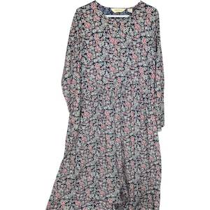 Eddie Bauer Vintage 90s Corduroy Maxi Cottage Core Floral Dress size medium